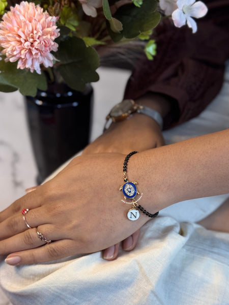 Blue Turtle Nazariya Bracelet with Initial
