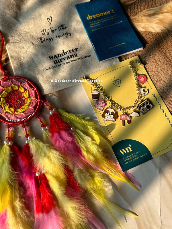 Red Yellow Coffee Home Dog Moon Dreamcatcher Bracelet Combo