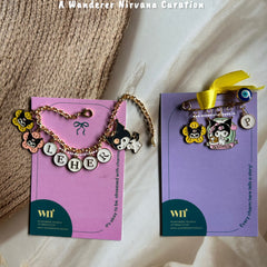 Kuromi Personalised Name Bracelet Brooch Combo