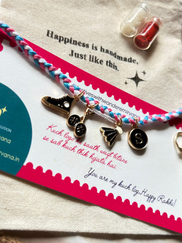 Badminton Charm Rakhi Keychain