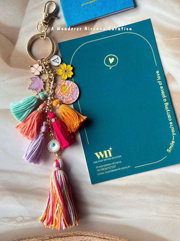 Boho Personalised Sunset Keychain Bagcharm