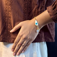Shakti Evileye Pearl Bracelet with Initial