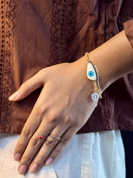 Shakti Evileye Pearl Bracelet with Initial