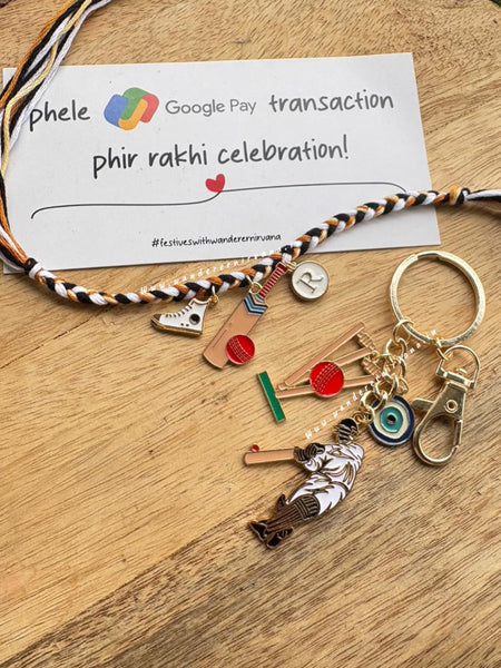 Cricket Rakhi and Keychain Combo