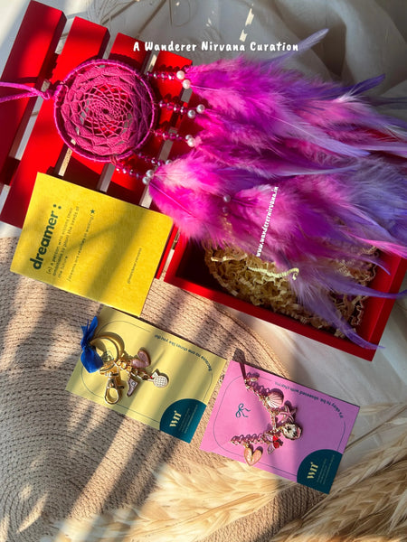 Purple Dreamcatcher Bagcharm Flower Hamper Box