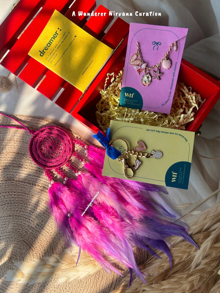 Purple Dreamcatcher Bagcharm Flower Hamper Box