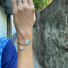 White Evil eye Bracelet with Alphabet