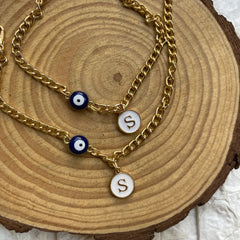 Evil eye Bracelet with Alphabet