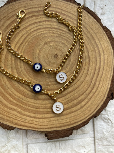 Evil eye Bracelet with Alphabet