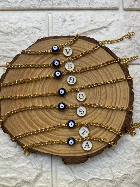Evil eye Bracelet with Alphabet