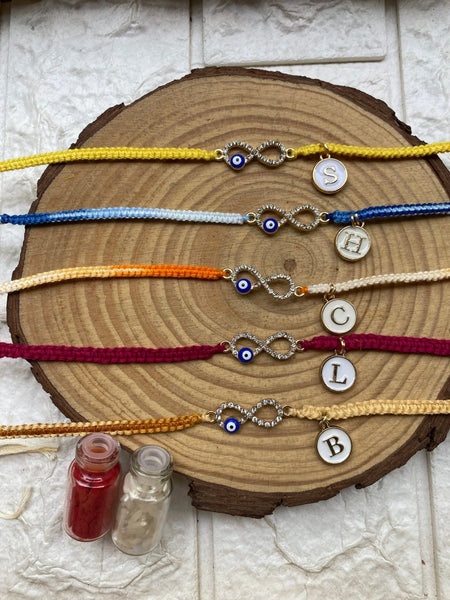 Infinity evil eye rakhi with Intial