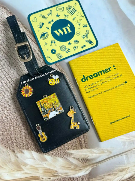 Flower Honey Bee Giraffe Music Van Gogh Starry Night Black Luggage Tag