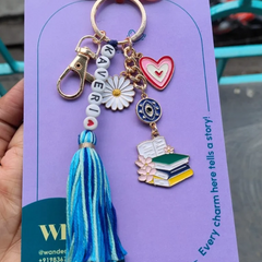 Book Boho Personalised Keychain Bagcharm