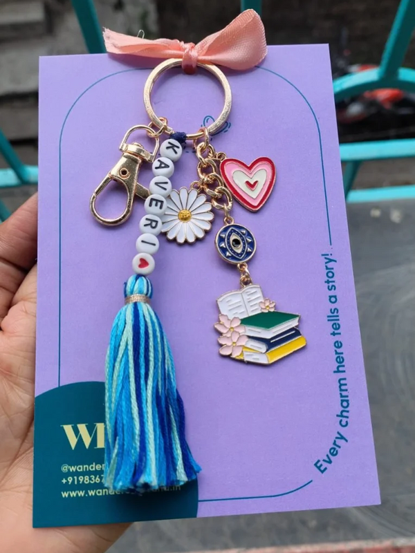 Book Boho Personalised Keychain Bagcharm