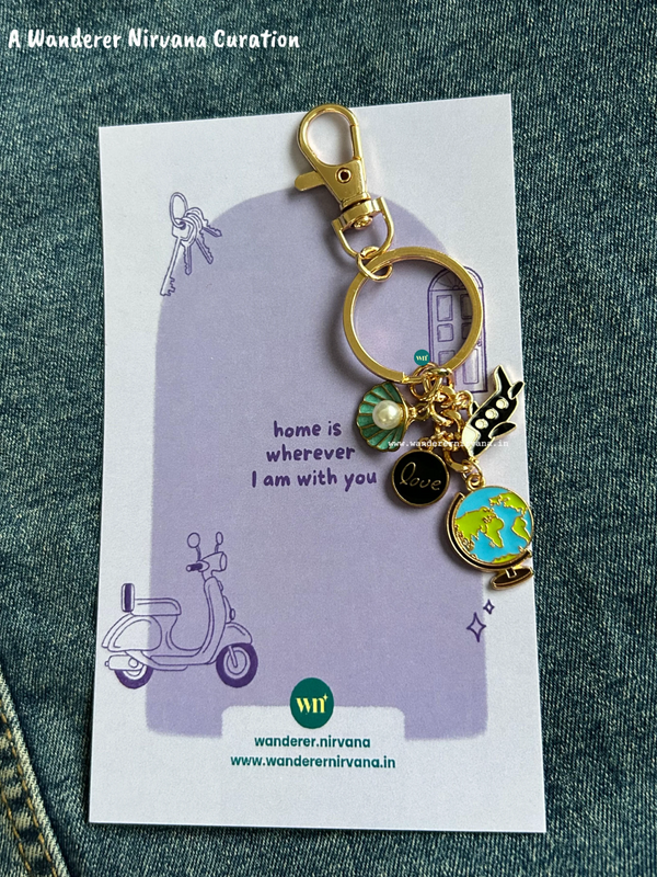 Globe & Love Travel Keychain | Handmade Travel Bagcharm