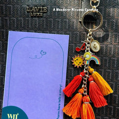 Music Sun Rainbow Flower Orange Boho Bagcharm