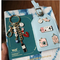 Wine Time Love Travel  Keychain Luggage tag combo
