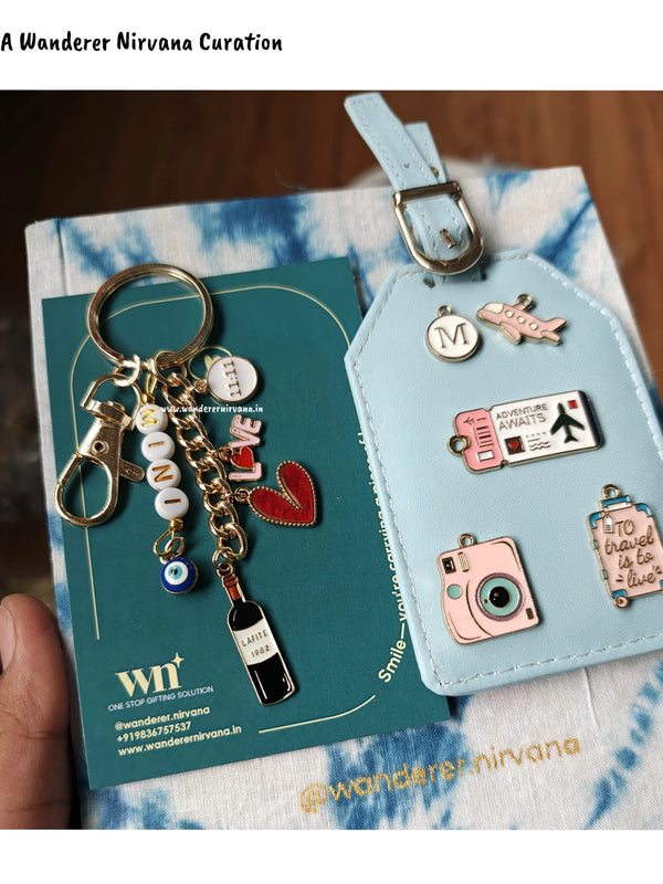 Wine Time Love Travel  Keychain Luggage tag combo
