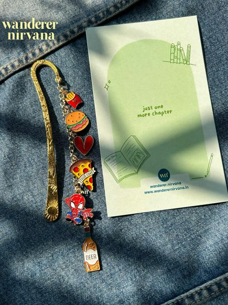 Plot Twist & Pizza — Food & Pop-Culture Golden Bookmark