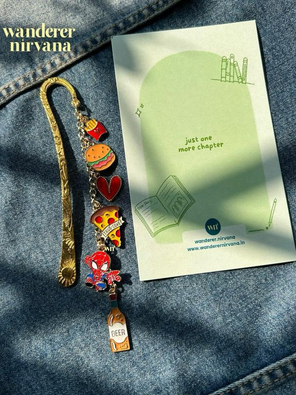 Plot Twist & Pizza — Food & Pop-Culture Golden Bookmark