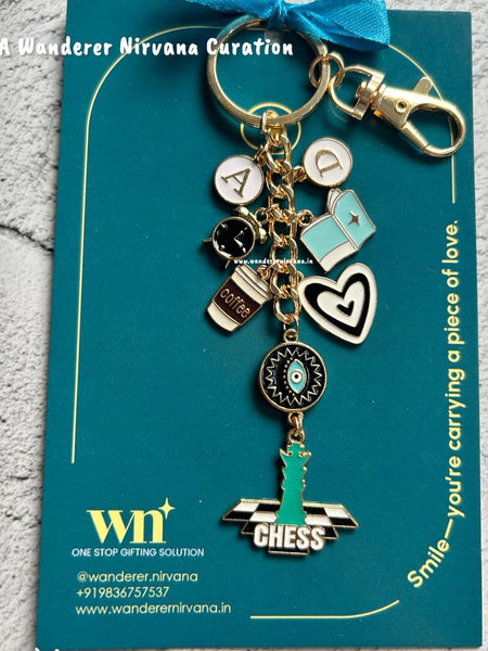 Chess Coffee Book Story Keychain
