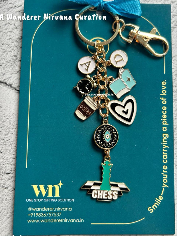 Chess Coffee Book Story Keychain
