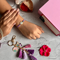 Lavender Travel Bhaiya Bhabhi Rakhi set