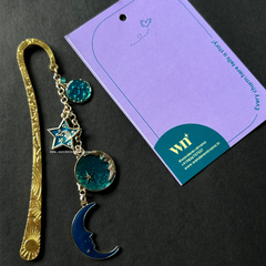 Celestial Night Golden Bookmark | Moon & Stars Bookmark