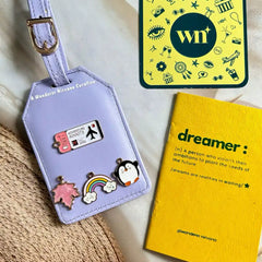 Adventure Awaits Maple Leaf Cloud Penguin Lavender Luggage Tag