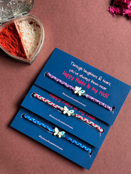 Evileye Butterfly Rakhi Set of 3