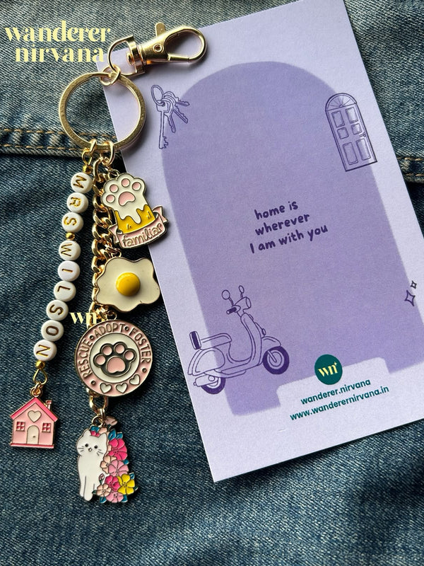 Mrs.Wilson's Cat Themed beaded Keychain