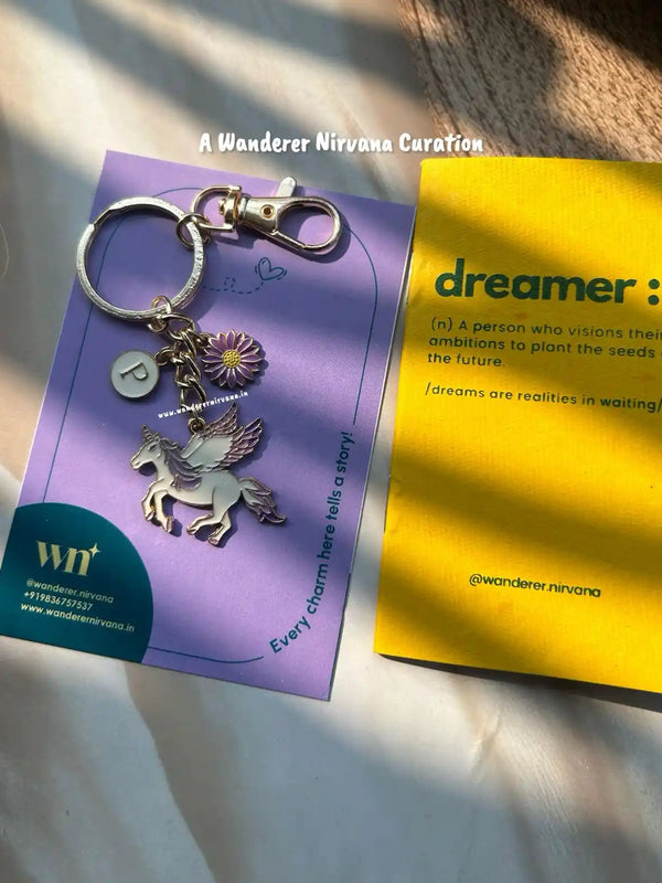 Unicorn Flower Personalised  Keychain