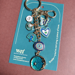 Moonlit peacock by the beach personalised Keychain