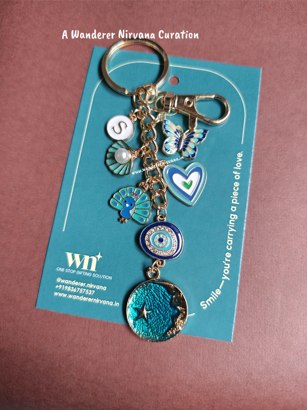 Moonlit peacock by the beach personalised Keychain