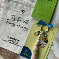 Personalised Name Boho Keychain with Sunflower Evileye Elephant