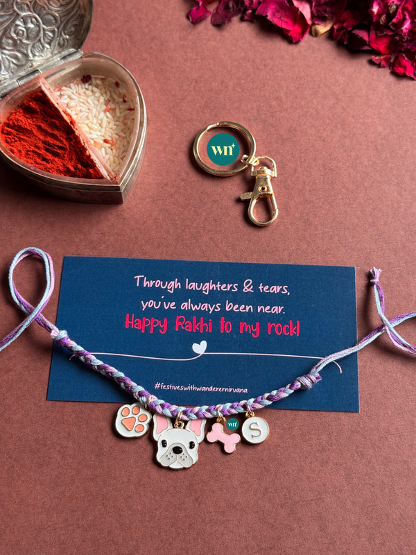 Bull Dog Charm Rakhi Keychain