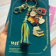 Books , Music , Dimsum, Travel Love Boho Keychain