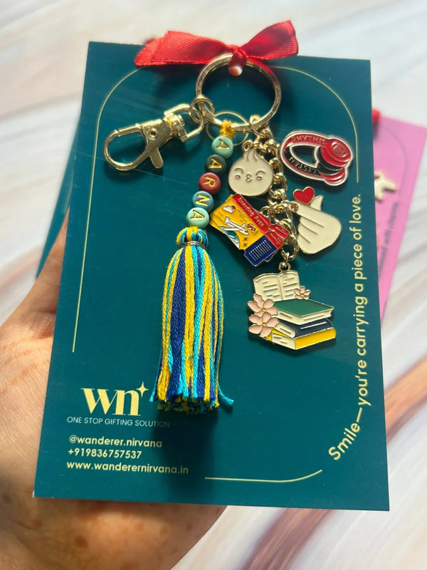 Books , Music , Dimsum, Travel Love Boho Keychain