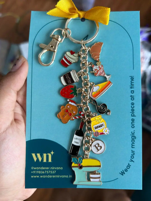 Bakery Cupcake Coffee Crossiant Icecream Gingerbread Honey Music Wine Personalised Keychain