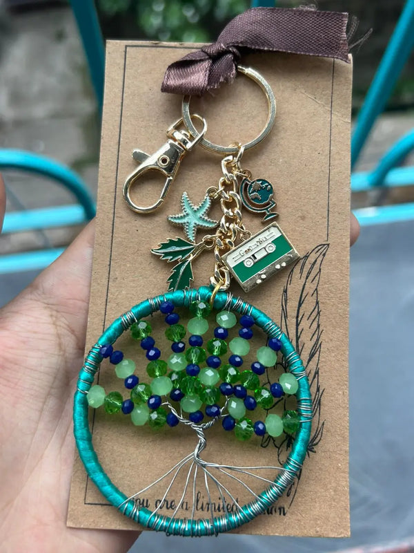 Green Forest Travel Tree of Life Keychain