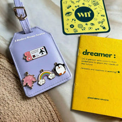 Adventure Awaits Maple Leaf Cloud Penguin Lavender Luggage Tag