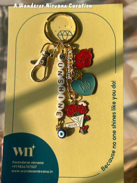 Sunshine Withyou Mom Dad Beaded Keychain Bagcharm