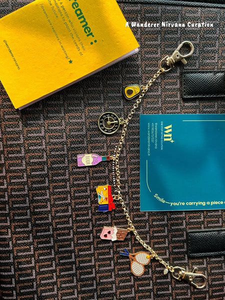 Lawn Tennis Chocolate Boarding Pass Beer Time Avocado Bagcharm Chain