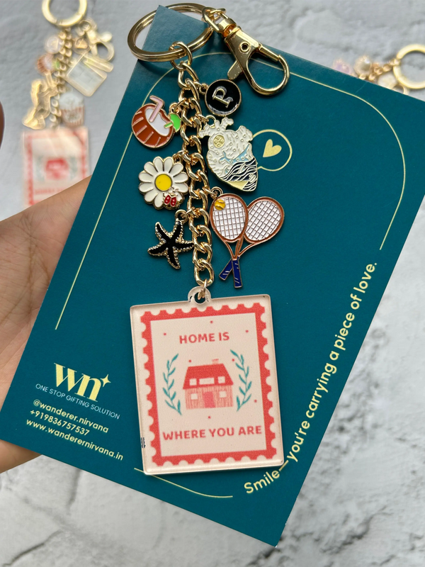 Heart Lawn Tennis Home Story Personalised Keychain Bagcharm