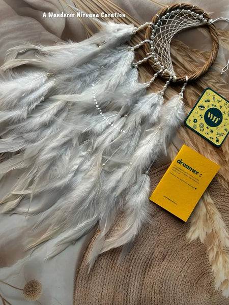 Chaand White Dreamcatcher in Wreath Ring