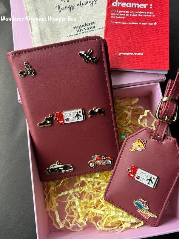 Maroon Travel Luggage tag and Passport Cover