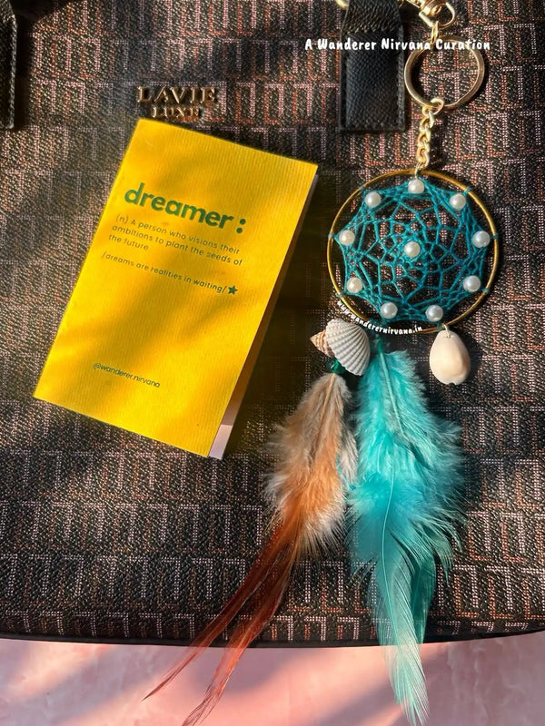A Green Boho Dreamcatcher Keychain Bagcharm