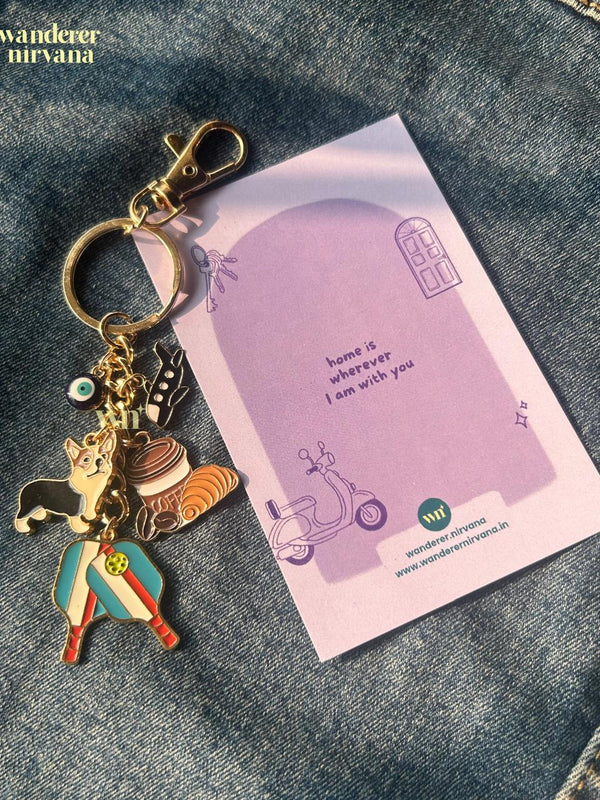 Pickleball Flight coffee dog Keychain