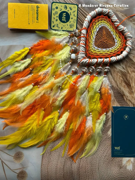 Orange Yellow Sunset Heart White Wreath Ring Dreamcatcher