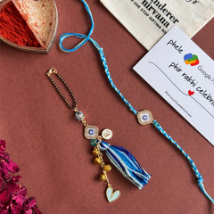 Mother of Pearl Heart Evil eye Bhaiya Bhabhi Set